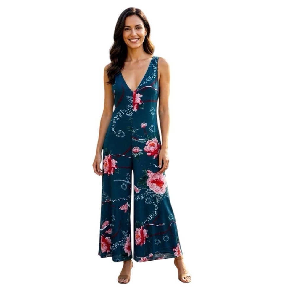 Jasse Wide Leg Sleeveless Summer Jumpsuit Size M Festive Comfort Lightweight
